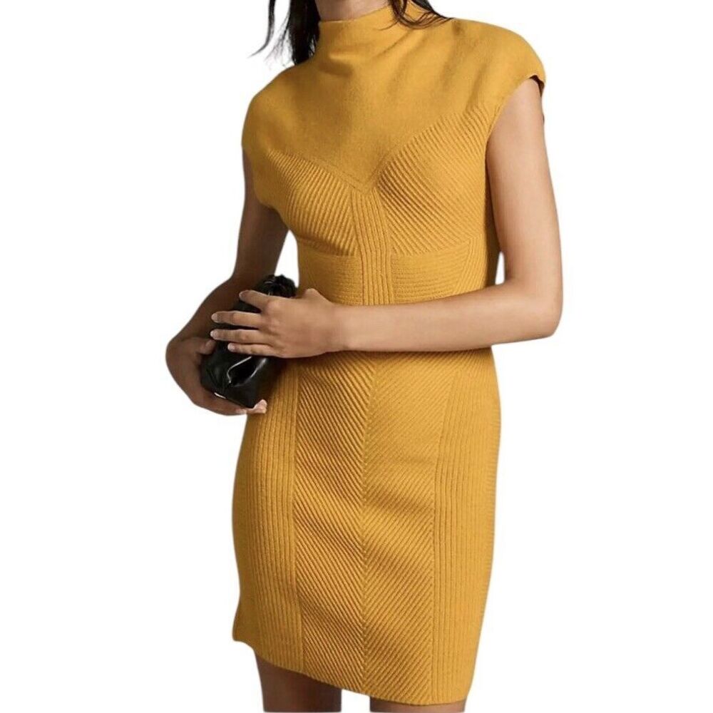 Anthropologie Mustard Midi Dress